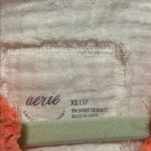 Aerie Orange Cream Pink Colorblock Oversized Long Sleeve Button Down Shirt - Picture 4 of 9